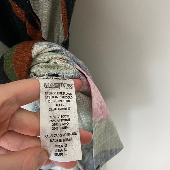 Osklen Foliage Print Maxi Wrap Dress Abstract Print Sleeveless Womens Large - Picture 7 of 10